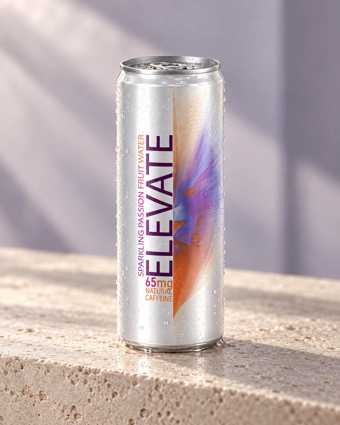 Elevate Passion Fruit sparkling water, 65 mg natural caffeine, 330 ml